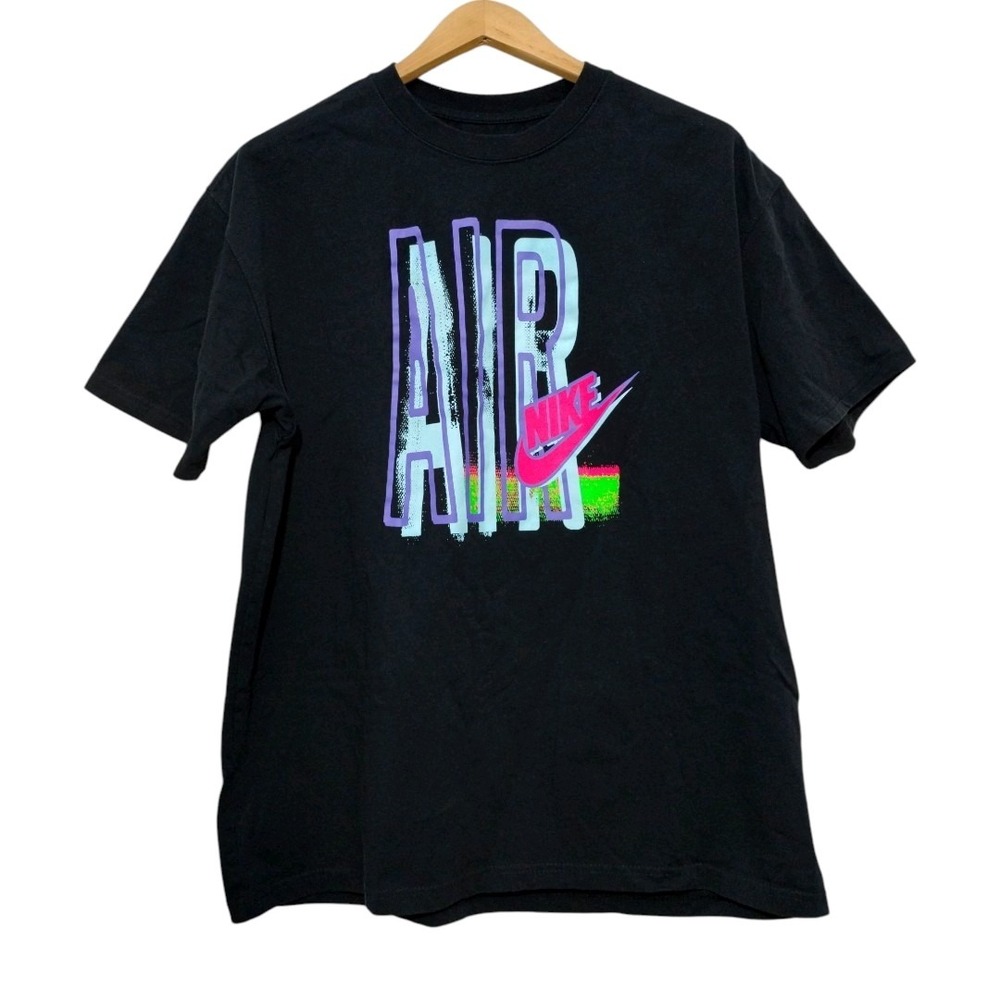 NIKE Air Sportswear Men's L Graphics T-Shirt Tee Black Streetwear Y2K Preppy